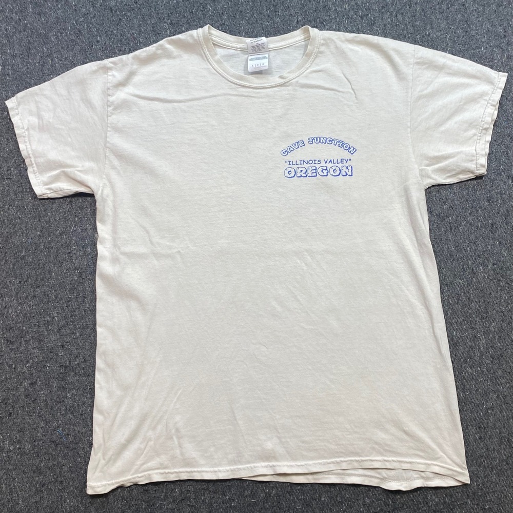 Shirt Sz L Mens White Skater Cave Junction Oregon Tuff Truckin Monster Truck Tee